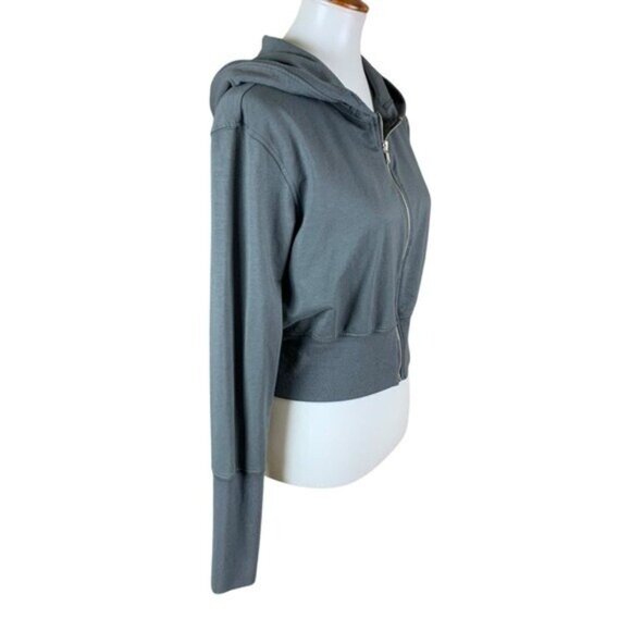 House ID Gray Zip Up Hoodie Cropped Sweatshirt Athleisure Streetwear Large - Picture 3 of 7